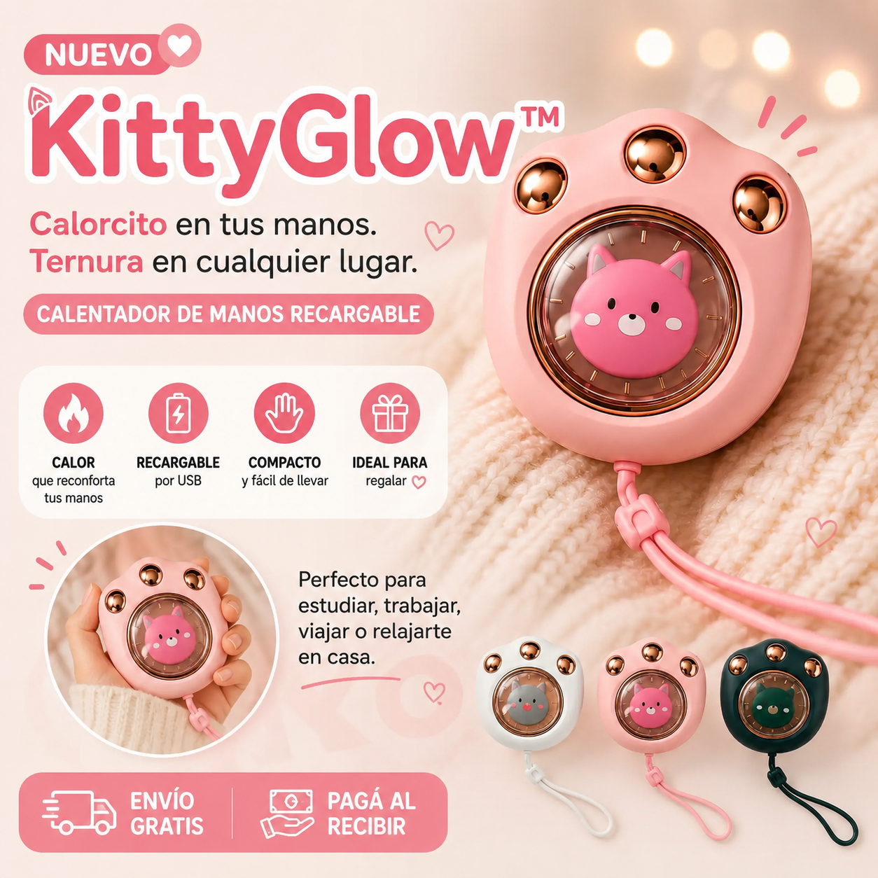 KittyGlow™ Adorable Calentador de Mano